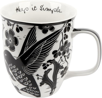 Karma Gifts 14 oz Black and White Boho Mug Hummingbird by KarmaGifts