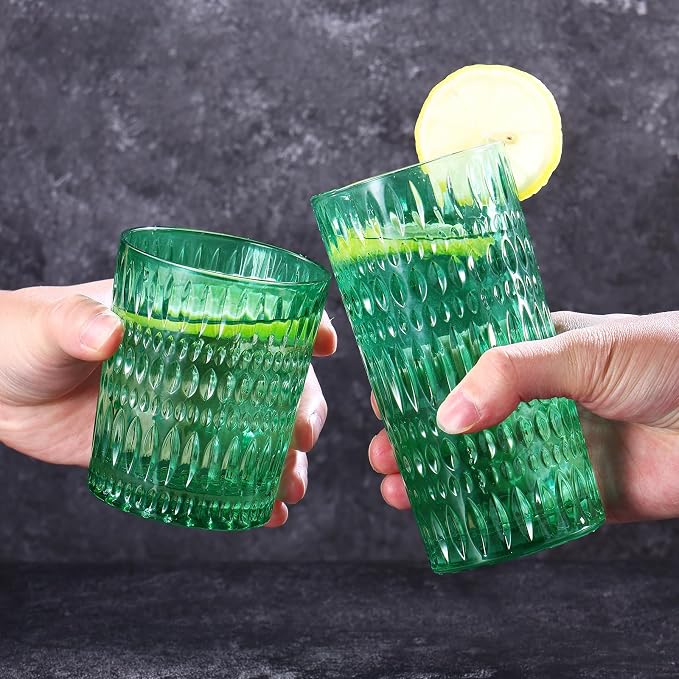Loivttvv Glassware Drinking Glasses Set of 8, 14 oz Highball Glasses & 10 oz - Image 3