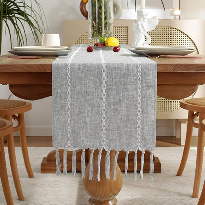 Rustic Boho Table Runner, Linen Table Runner, Farmhouse Table Runners 90 Inches - Image 9