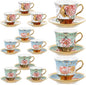 Teenyyou Set of 12 Tea Cups and Saucers Tea Party Decorations Floral Porcelain by Teenyyou
