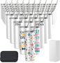 50 Pack Sublimation Tumblers Blank 20 oz Straight Skinny Tumbler with Metal Straws Rubber Bottom Individually Boxed Sublimation Cups Wholesale Blank White for Heat Transfer