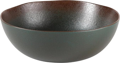 Bloomhouse - Two Time Oprah's Favorite Things Winner - Palermo Sun 2 Piece Serving Bowl and Oval Platter Stoneware Reactive Glaze Serveware Set - Agave Blue