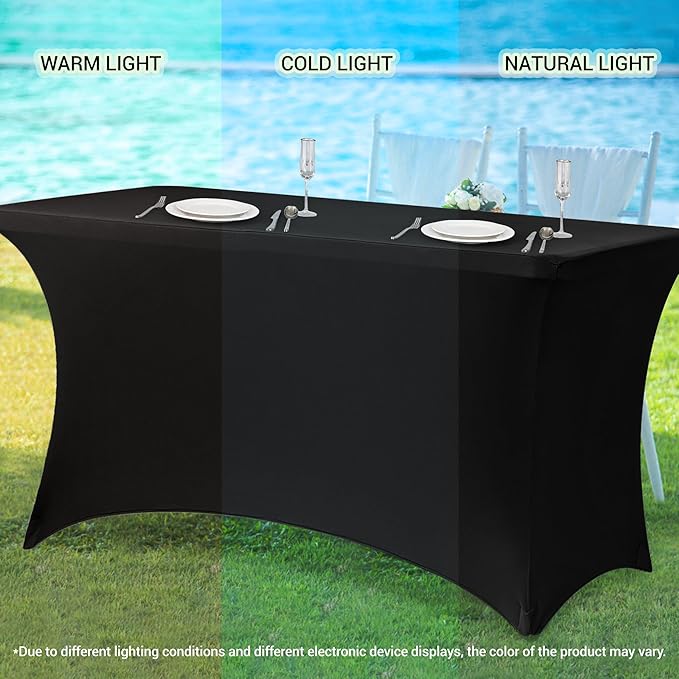 Obstal 6 Pack Stretch Spandex Table Covers for 6 Foot Tables - 6 FT Universal Rectangular Fitted Tablecloth Protector for Wedding, Banquet, Party (Royal Blue, 72 Length x 30 Width x 30 Height Inches)