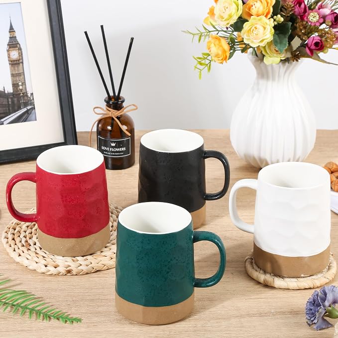BYCNZB 13oz Ceramic Coffee Cups set of 4, Modern Mugs - Image 7