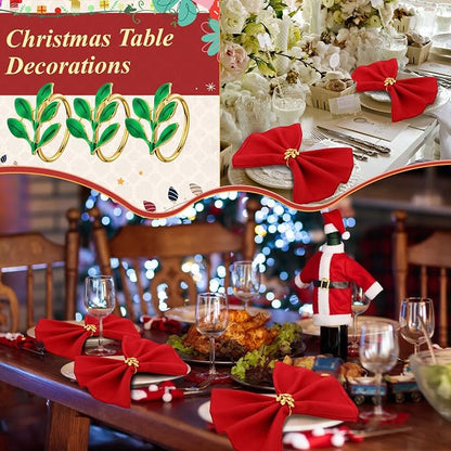 WILLBOND Leaf Napkin Rings Holders Fall Party Napkin Rings - Image 7