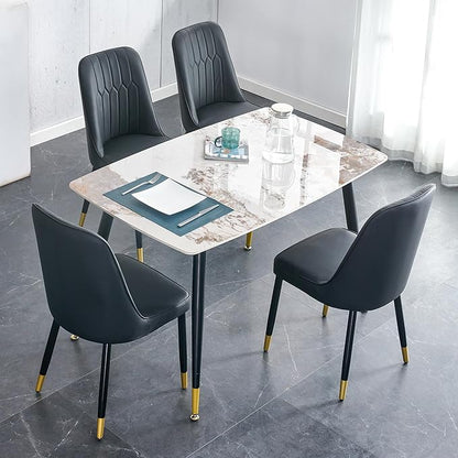 5 Piece Dining Table Set, 4 Chair Dining Table Set, Sintered Stone Kitchen Table Top and Modern Chairs Set of 4 for Kitchen Dining Room, Small Space