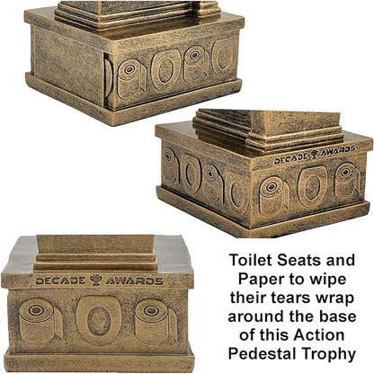Decade Awards Action Pedestal Gold Toilet Bowl Trophy with Optional Inserts - Custom Engraved Plate On Request (7 Inch Tall)