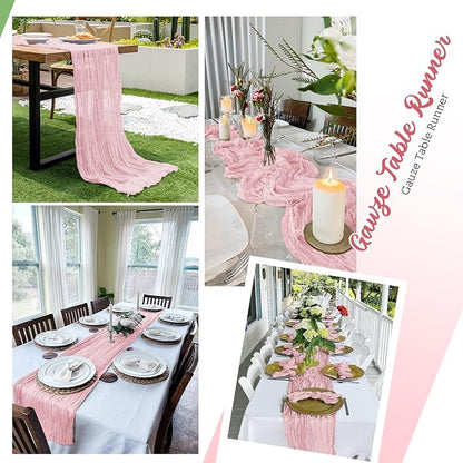 16 Pack Light Pink Cheesecloth Table Runners 20x120 Inch Gauze Table Runner - Image 5