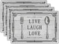 Giwawa Live Laugh Love Placemats Set of 4 Knife Fork Spoon Vintage Style Decorative Linen Table Place Mat Washable Heat Resistant Non Slip for Dining Kitchen Party Holiday 12"x18"