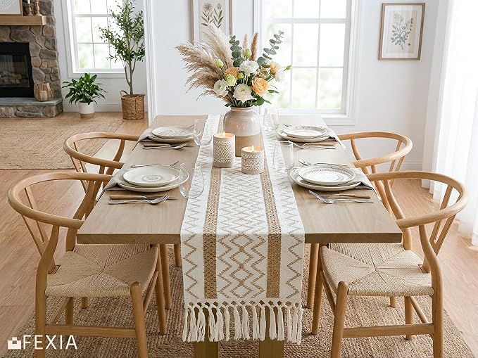 Boho Fall Table Runner Macrame for Coffe Table Home Decor 12x72 Inch | 72 - Image 3
