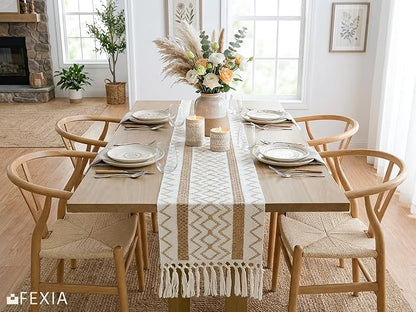 Boho Fall Table Runner Macrame for Coffe Table Home Decor 12x72 Inch | 72 - Image 3