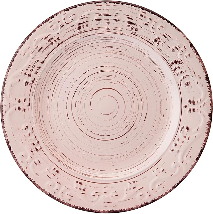 Pfaltzgraff Pink Trellis 12-Piece Dinnerware Set, Stoneware Plates and Bowls - Image 6