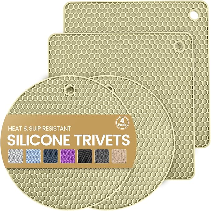 Silicone Trivet Mats 4 Heat Resistant Pot Holders Multipurpose Non-Slip Hot Pads by Unknown