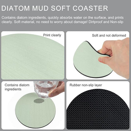 Sage Green Thin Lines Coasters Set of 6, Absorbent Coasters - Image 9
