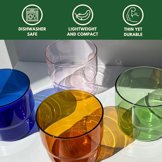 Set of 4 Colored Glass Cups - Image 3