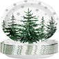 50Pcs Christmas Tree Oval Paper Plates 10" x 12" Large Heavy Duty Xmas Snowflake Disposable Plates Holiday Dessert Platters for Winter Wedding Birthday Dinner Party Decoration Kitchen Table Decor