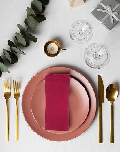 ACCENTHOME Accent Home 100% Cotton Napkins, Delicate Cloth Napkins for Dinners, Parties and Weddings，18 x 18 Inch Set of 12 - Red