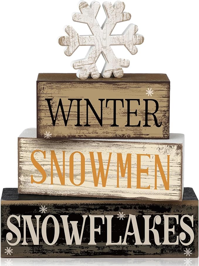 Moucuny 4 Pcs Winter Table Decorations Wooden Snowflake Decor Christmas Tiered by Moucuny
