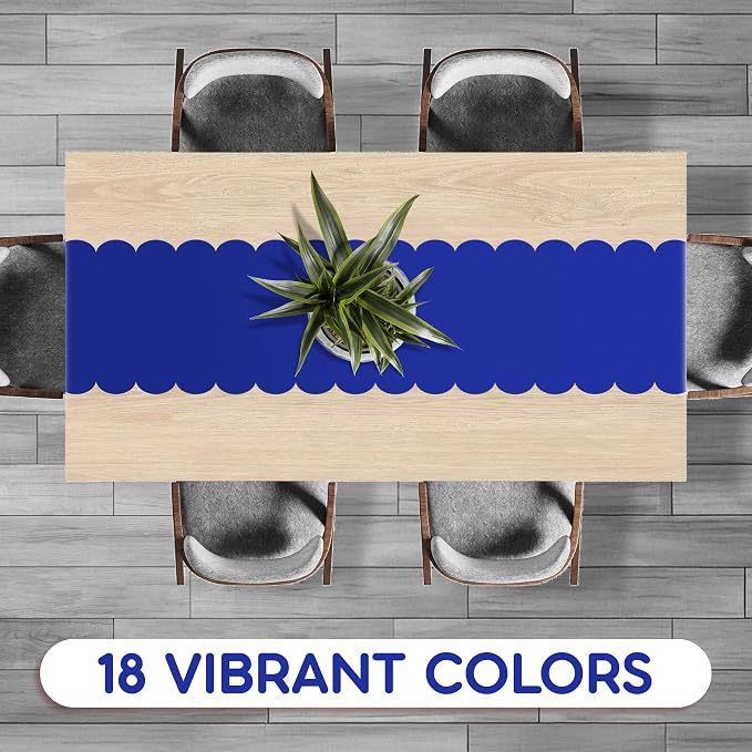 Royal Blue Scallop Table Runner, Disposable Plastic, 5 Pack - Image 4