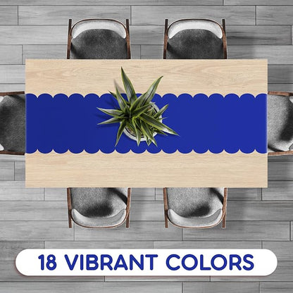 Royal Blue Scallop Table Runner, Disposable Plastic, 5 Pack - Image 4