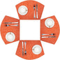 SHACOS Small Round Table Placemats Set of 4 Wedge Placemats Heat Resistant Woven Vinyl Table Mats Wipe Clean (4, Orange)