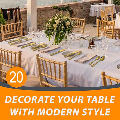 Runfly Modern Carved Floral Gold Stainless Steel 20-Piece Flatware Set | - Image 6