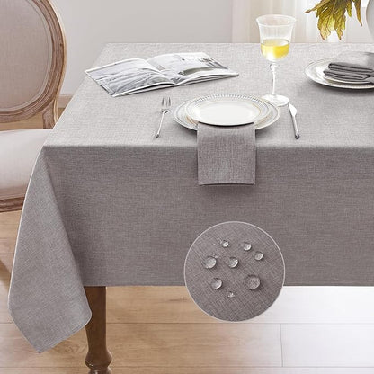 Softalker Rectangular Table Cloth 60x120 inch Grey Linen Textured Tablecloth Outdoor Waterproof, Stain and Wrinkle Resistant, Extra Lang Table Cloths for 6/8 Foot Rectangle Large Tables Decor Garden