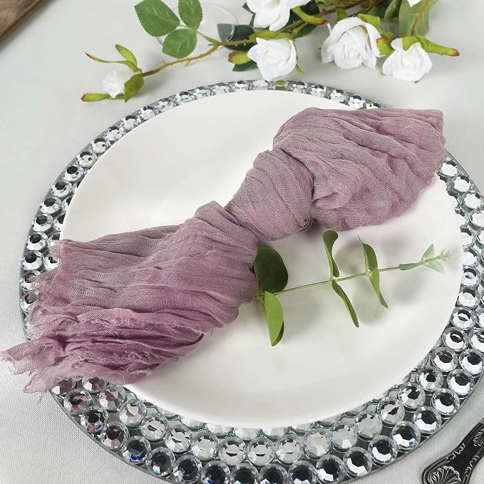 Efavormart 5 Pack 24"x19" Violet Amethyst Matte Gauze Cheesecloth Napkins - Image 2