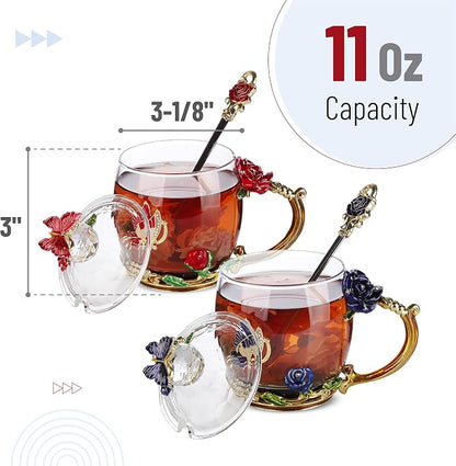 BTaT- Floral Glass Tea Cups - Image 3