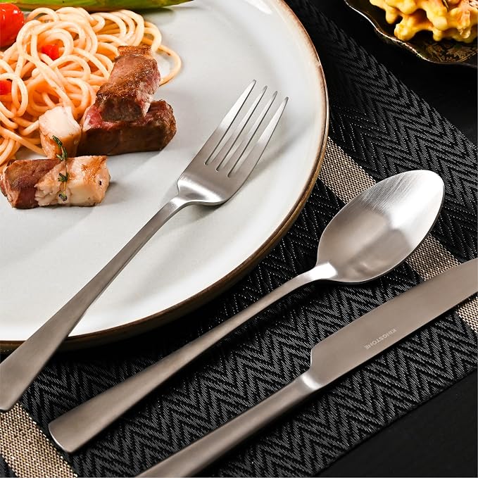 18/10 Flatware set for 4, 20 Piece Matte Stainless Steel Silverware Set | - Image 7