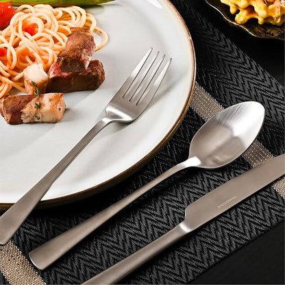 18/10 Flatware set for 4, 20 Piece Matte Stainless Steel Silverware Set | - Image 7