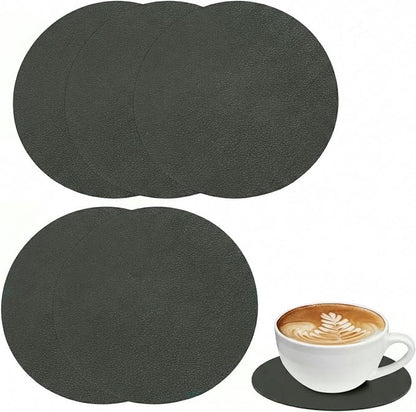 Set of 6 Leather Coasters, Dual-Sided Non-Slip, Waterproof, by Kemcatui