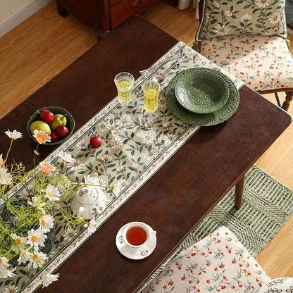 Designer Vintage Linen Long Table Runner, Floral Pattern, Dining Table - Image 7