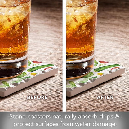 Thirstystone Eat Veggies 4 Pack Tumbled Tile Stone Coasters | 4" Square - Image 6