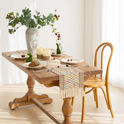Keketoarrange Boho Macrame Table Runner 12x60 Inch | Woven Burlap Rustic Runner - Image 2