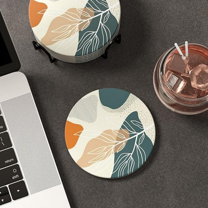 Coasters for Drinks, Kitchen Home Decor Housewarming Gift, Round 4 in - Image 6
