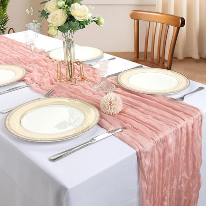 6 Pack 10Ft Blush Pink Cheesecloth Table Runner 23 x 120 Inch | Gauze Rustic - Image 2
