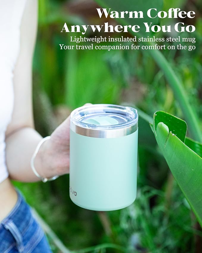 12oz Insulated Coffee Mug with Lid – Includes Two Lids, Stainless Steel Coffee - Image 9