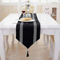 Elegant Bling Rhinestone Black Table Runner, Ombre Velvet, Double-Layer by Jiino