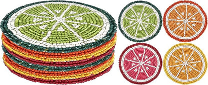 Glass Beads Coasters for Drinks - 12 Pcs Round 4 inch Drink Coaster Thick Absorbent Heat-Resistan - Used for Cold Hot Beverages Glasses Mugs Cups Plants Apartment Decor Bar Table - ALPHA Living HOME