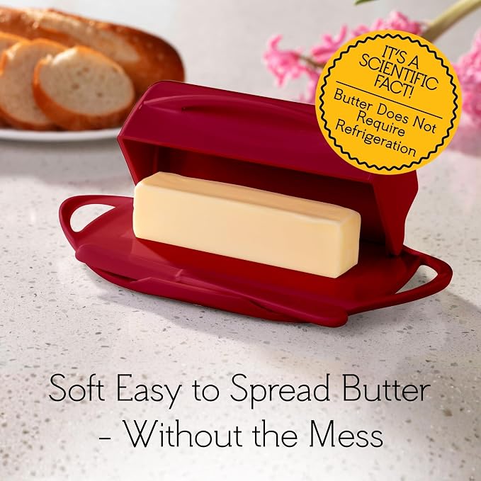 Flip Top Butter Dish with Attached Lid & Matching Knife - Image 5