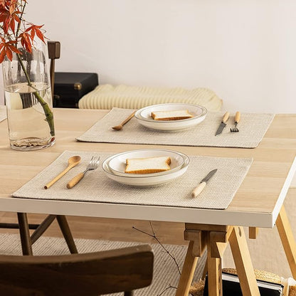 Kevin Textile Table Mats Set of 4 Heat Resistant Washable Placemats for Parties Buffet Dinner, 13 x 19 inches, Light Beige