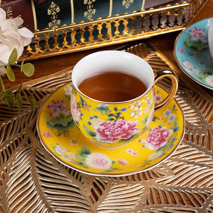 KAMMAK Tea Cup and Saucer, Ceramic Coffee Cups, 7.1 oz, Afternoon Tea and - Image 3