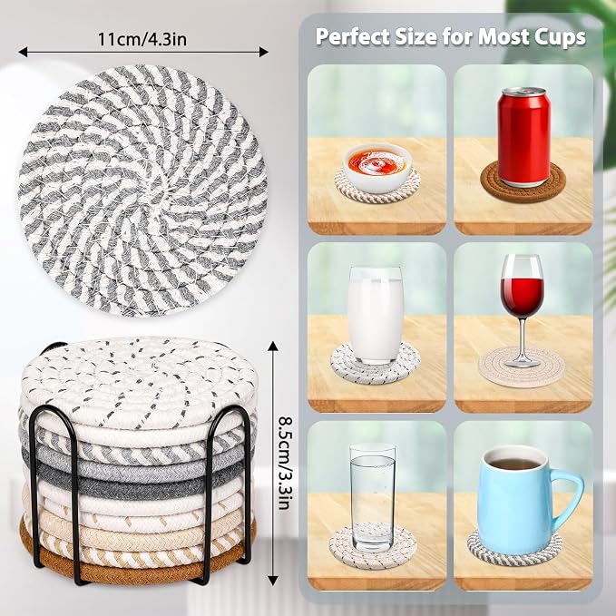 10 Style Drink Coasters with Holder, Absorbent Coasters - Image 5
