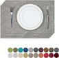 Kevin Textile Placemats, Set of 4 Heat-Resistant Placemats for Kitchen Table, Washable Durable Linen Table Mats Woven Placemats (4 Pcs, 13"x19", Sesame Grey)