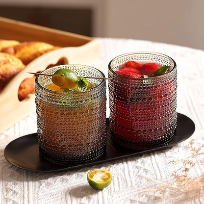 Moretoes 10oz Gray Hobnail Drinking Glasses Set of 6 Cocktail Glasses | Vintage - Image 5