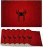 Red Spider Web Placemats Set of 6,12x18 Inch Table Mats for Kitchen Table Washable Farmhouse Linen Table Mats Dining Decoration