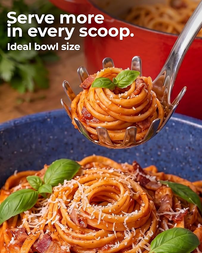 Zulay Kitchen Stainless Steel Pasta Spoon | 12” Spaghetti Server - Image 5