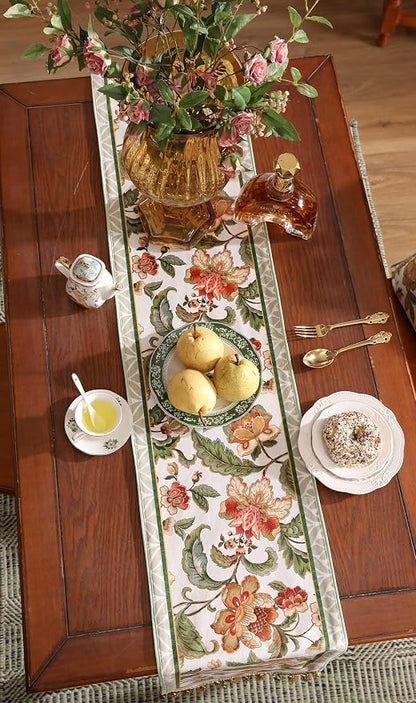 Patdrea Designer Elegant French Velvet Table Runner, Colorful Floral Print - Image 8