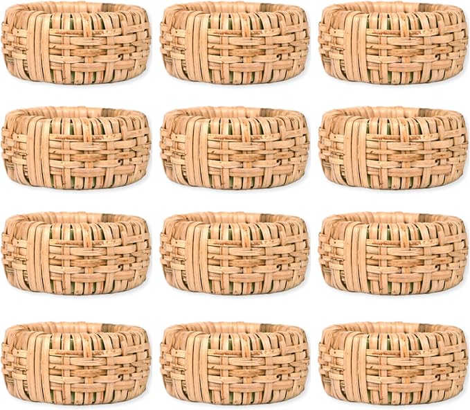 Woven Napkin Rings, Natural Tan, farmhouse rustic design, fits cloth & paper by CLEENTABLE